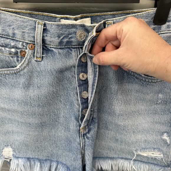 Agolde Parker Shorts Sz 26 Cut Off High Rise Denim Vintage Distress Button‎ Fly - Picture 3 of 9